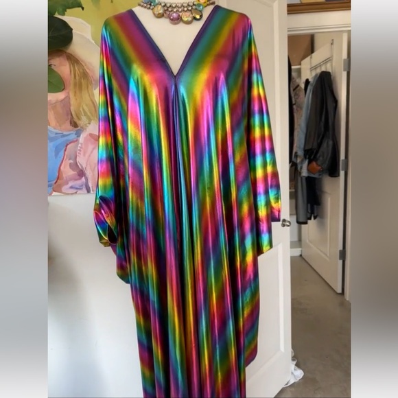 Jennafer Grace Rainbow shimmer Magic Caftan dress festival vintage - Picture 6 of 10